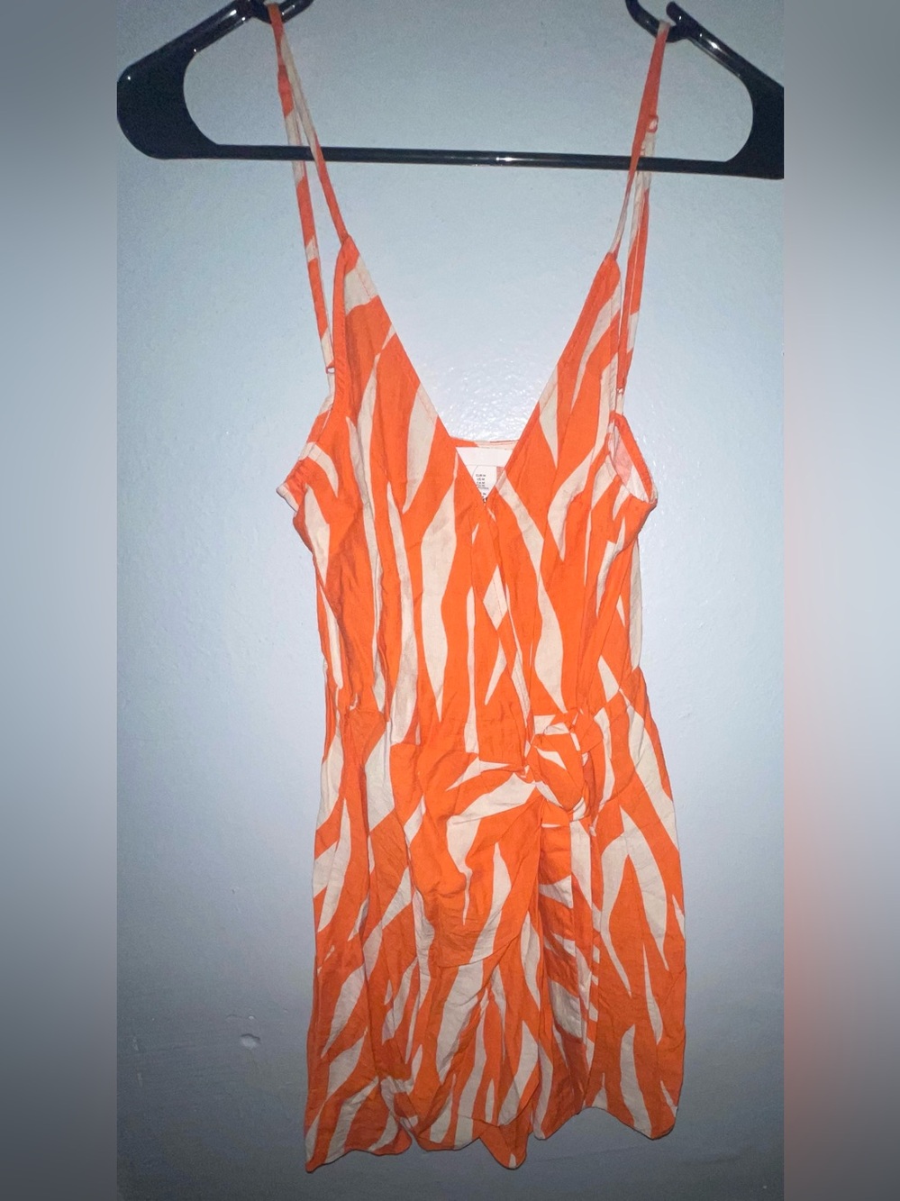 H&M Orange and Cream Striped One-Piece Romper